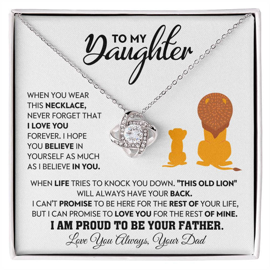 Daughter Gift From Dad, "Never Forget", Knot Necklace