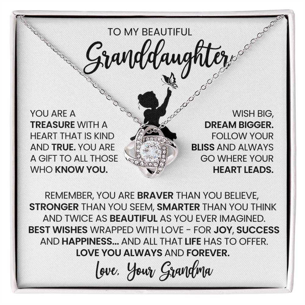 Granddaughter Gift From Grandma, "Always & Forever", Knot Necklace