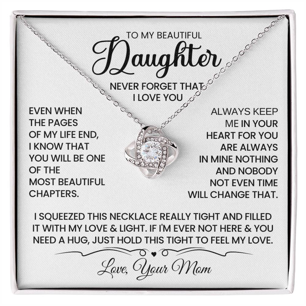 Daughter Gift From Mom, "Beautiful Chapters", Knot Necklace