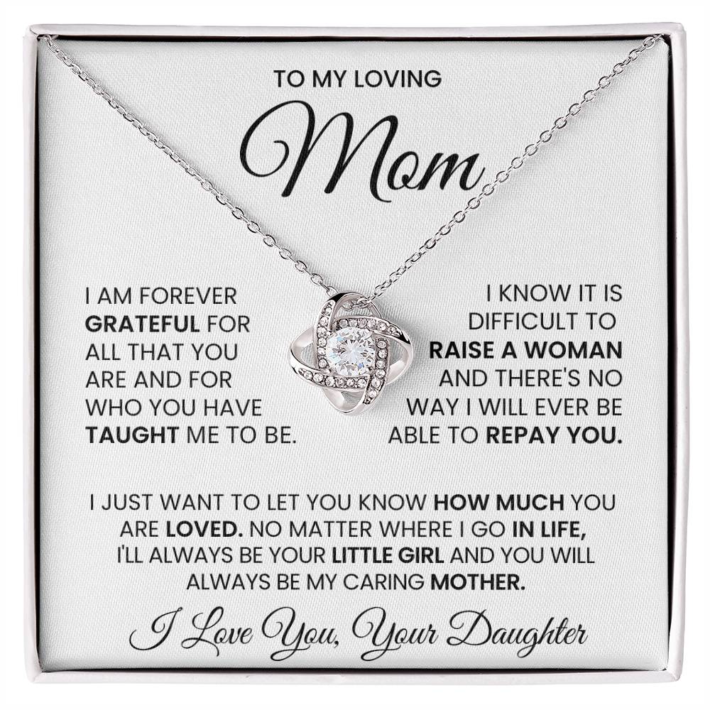 Mom Gift From Daughter, "Forever Grateful", Knot Necklace
