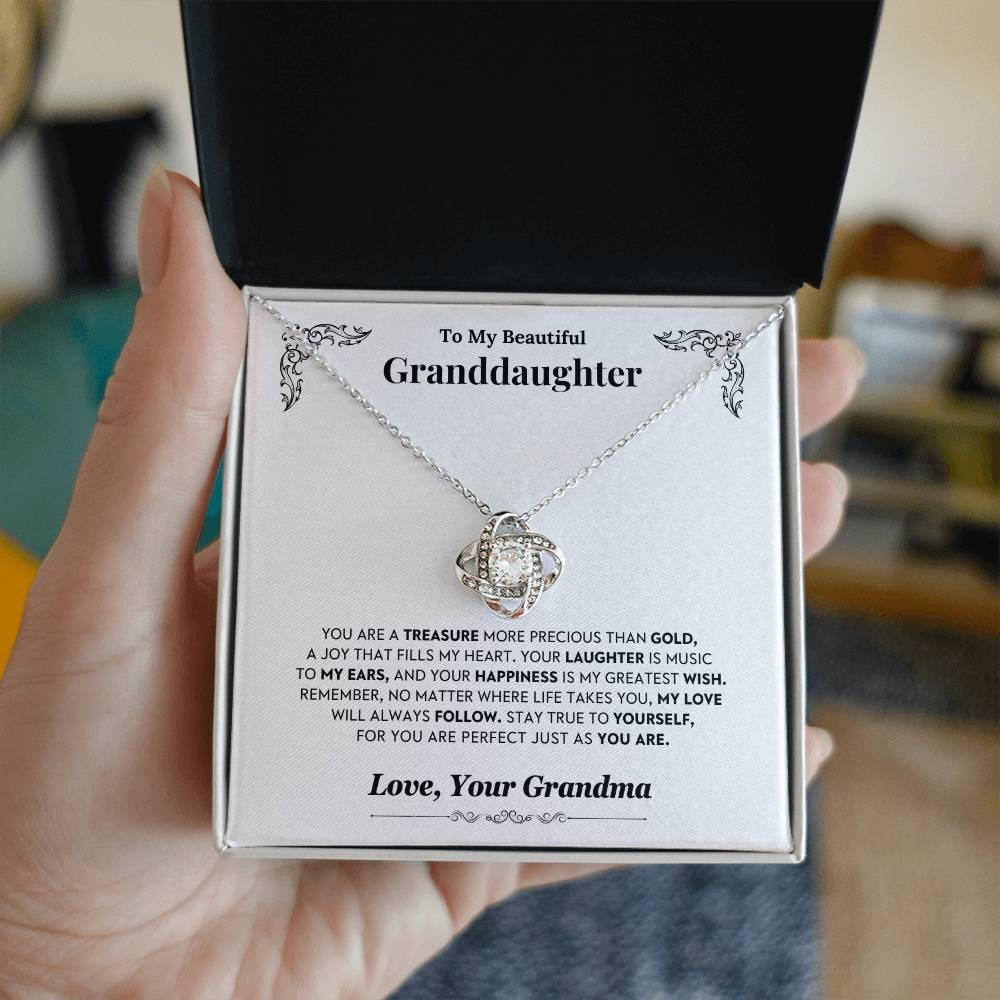 Granddaughter Gift From Grandma, " Always Remember", Knot Necklace
