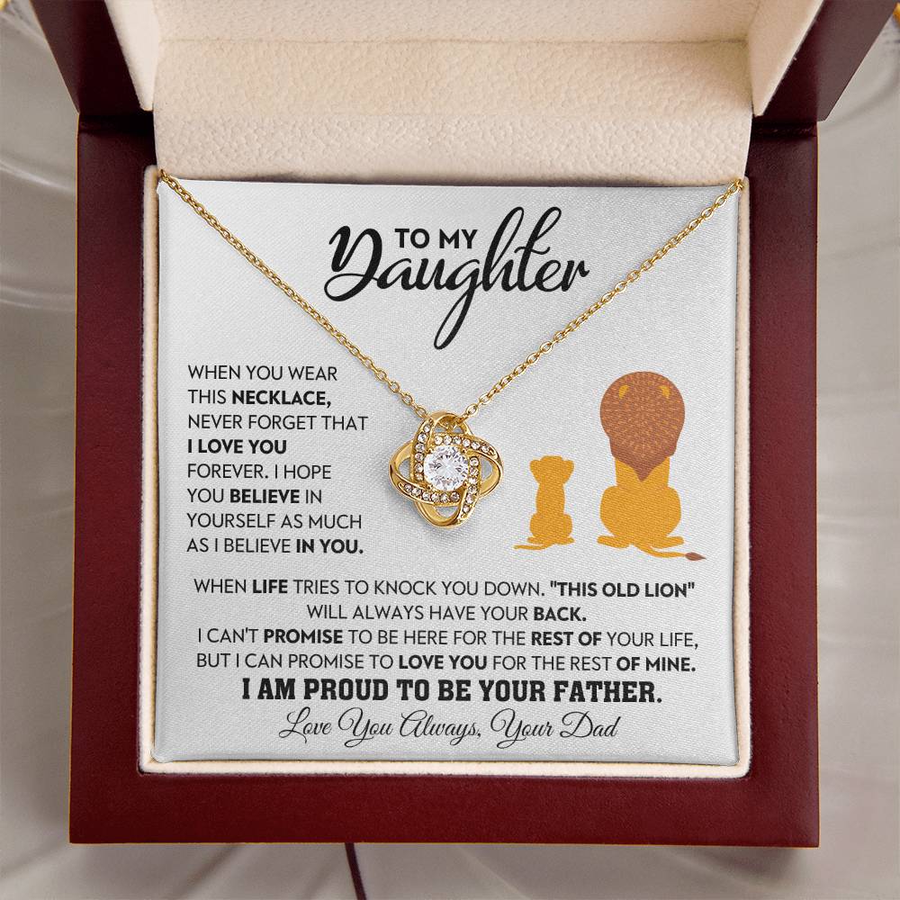 Daughter Gift From Dad, "Never Forget", Knot Necklace