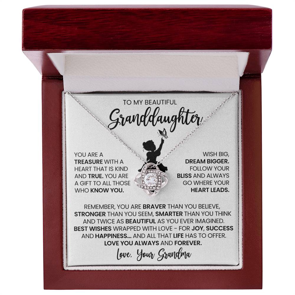 Granddaughter Gift From Grandma, "Always & Forever", Knot Necklace