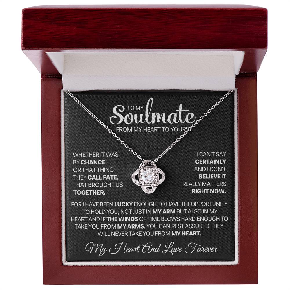 Soulmate Gift, "My Heart & Love Forever", Knot Necklace