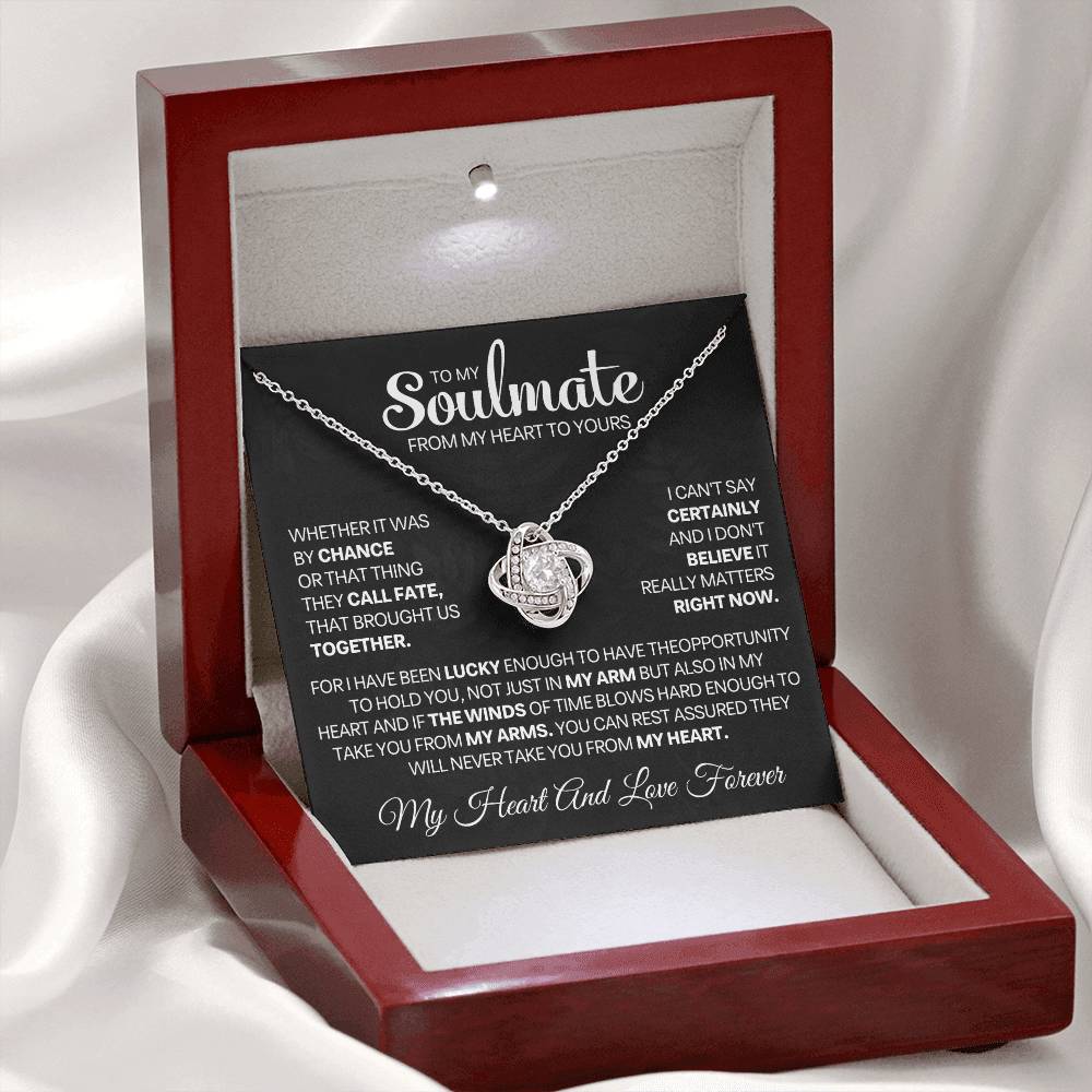 Soulmate Gift, "My Heart & Love Forever", Knot Necklace