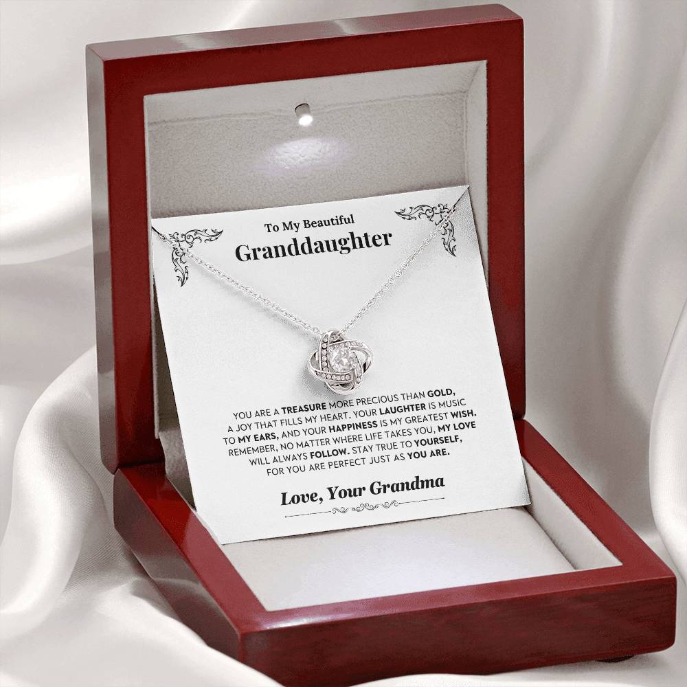 Granddaughter Gift From Grandma, " Always Remember", Knot Necklace