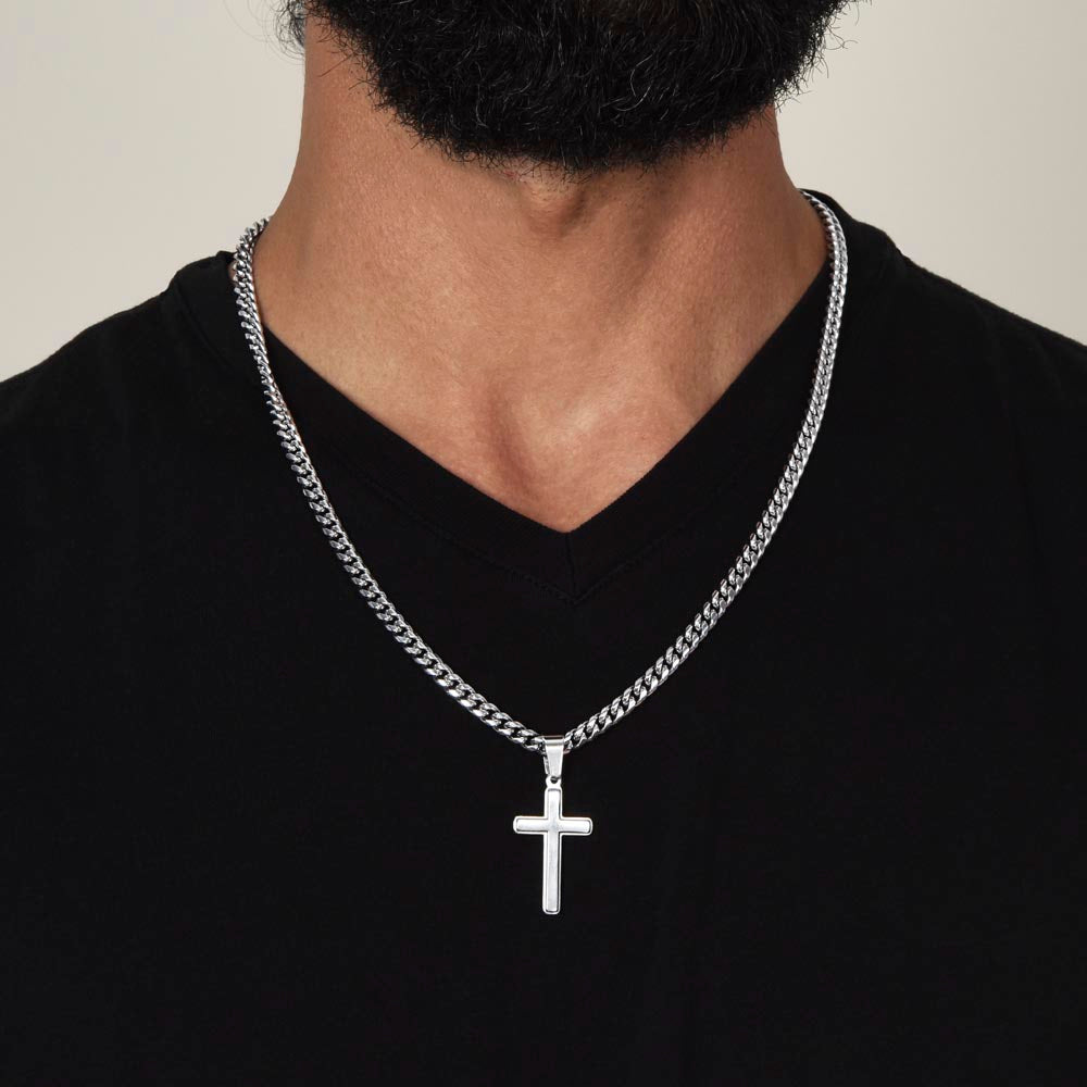 Husband Gift From Wife, "Forever & Always", Cuban Cross Chain