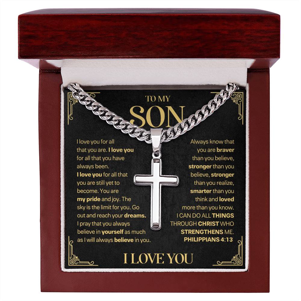 Son Gift, "My Pride & Joy", Artisan Cross Necklace