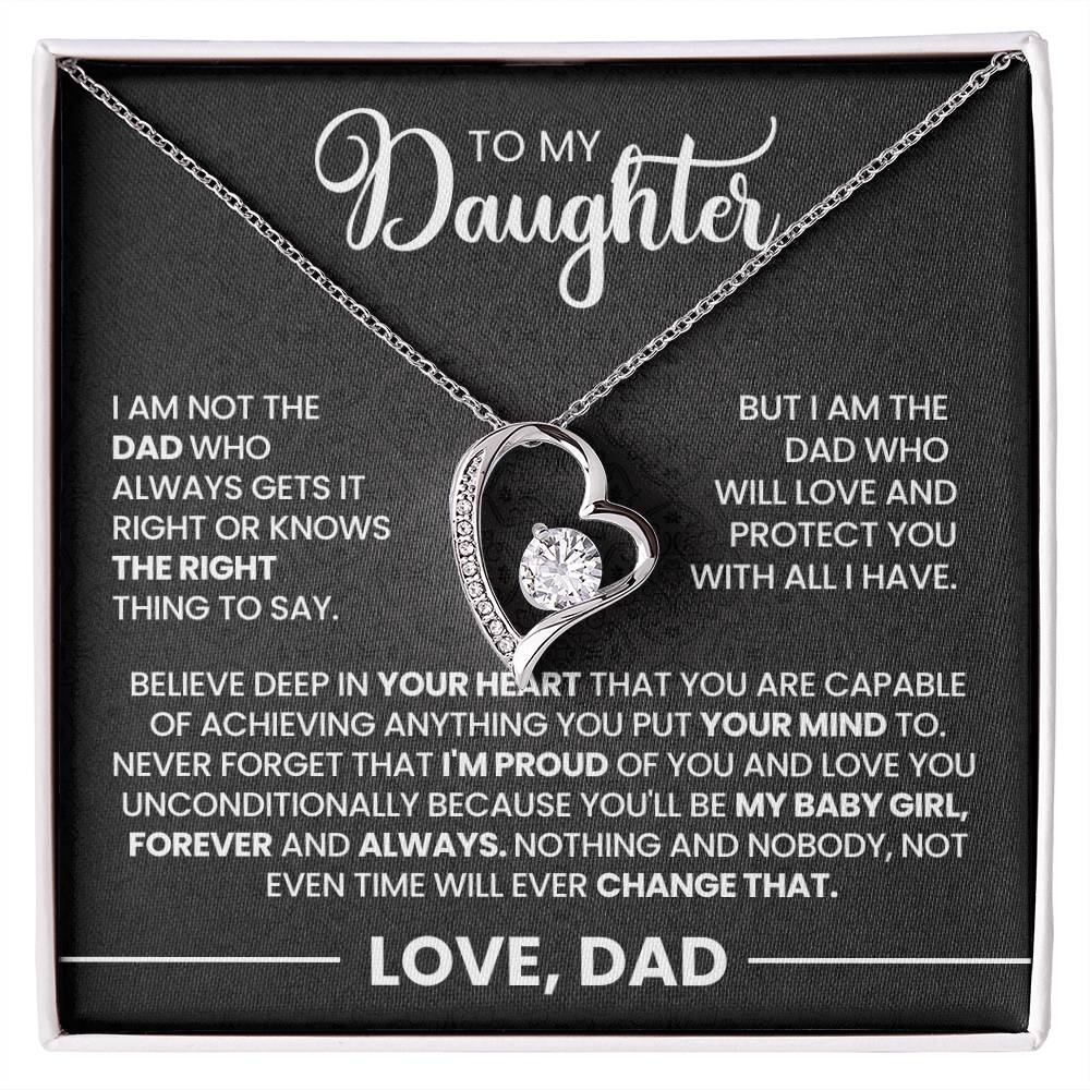 Daughter Gift From Dad, "Never Forget", Forever Love Necklace