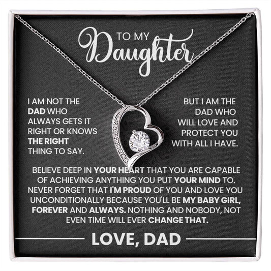 Daughter Gift From Dad, "Never Forget", Forever Love Necklace