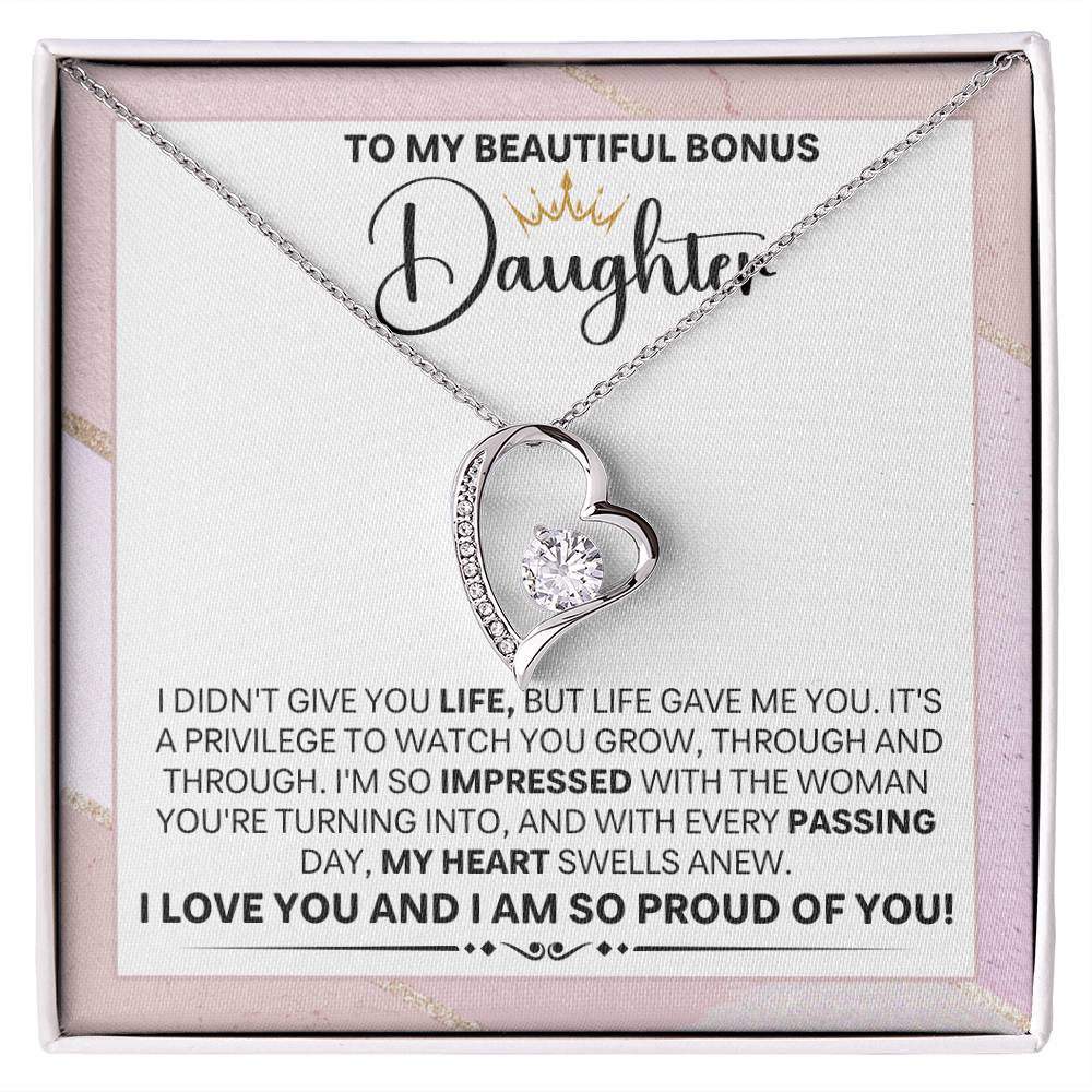 Bonus Daughter Gift, "Proud Of You", Forever Love Necklace