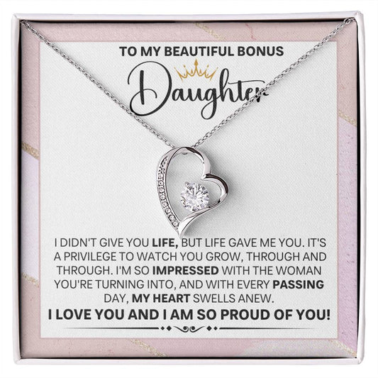 Bonus Daughter Gift, "Proud Of You", Forever Love Necklace
