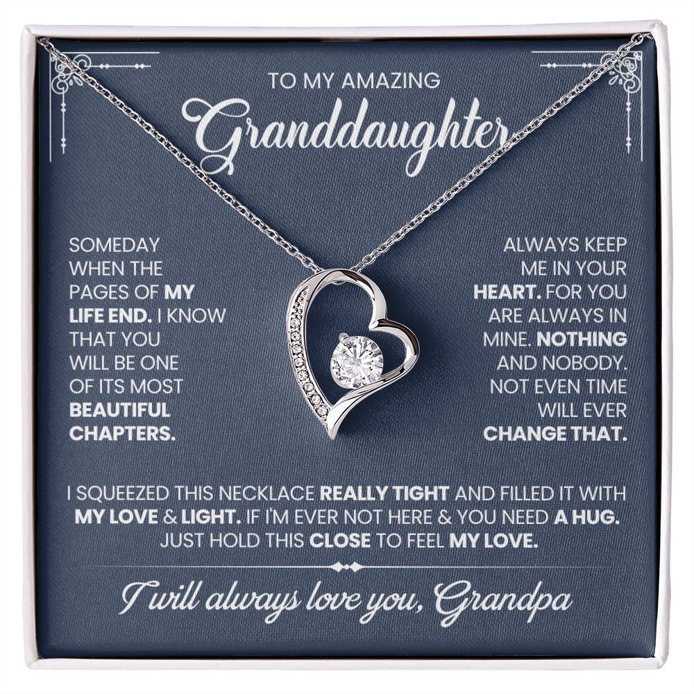Granddaughter Gift From Grandpa, "Beautiful Chapters", Forever Love Necklace