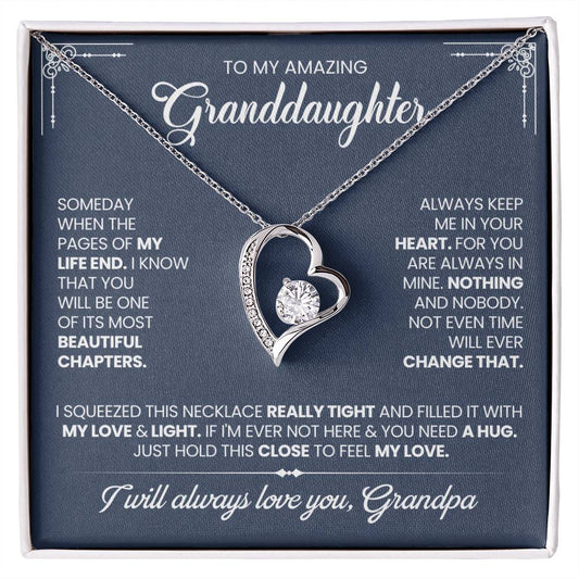 Granddaughter Gift From Grandpa, "Beautiful Chapters", Forever Love Necklace