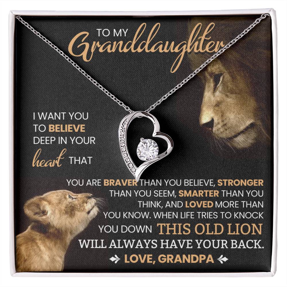 Granddaughter Gift From Grandpa, "Believe In Yourself", Forever Love Necklace