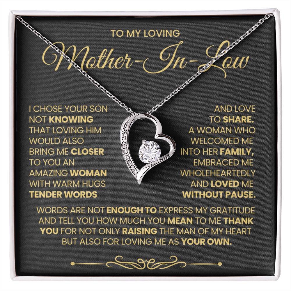 Mother-In-Law Gift, "Thank You", Forever Love Necklace