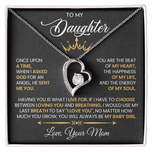 Daughter Gift From Mom, "Beat Of My Heart", Forever Love Necklace