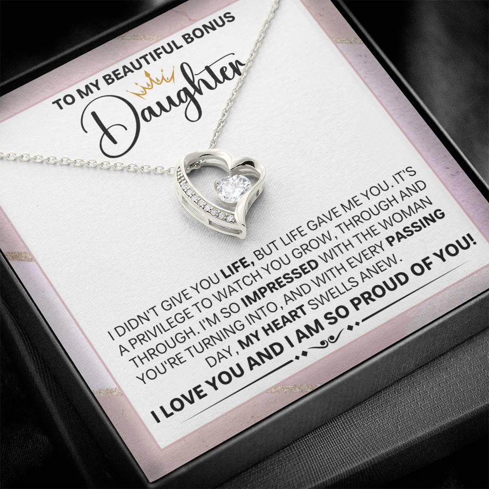 Bonus Daughter Gift, "Proud Of You", Forever Love Necklace