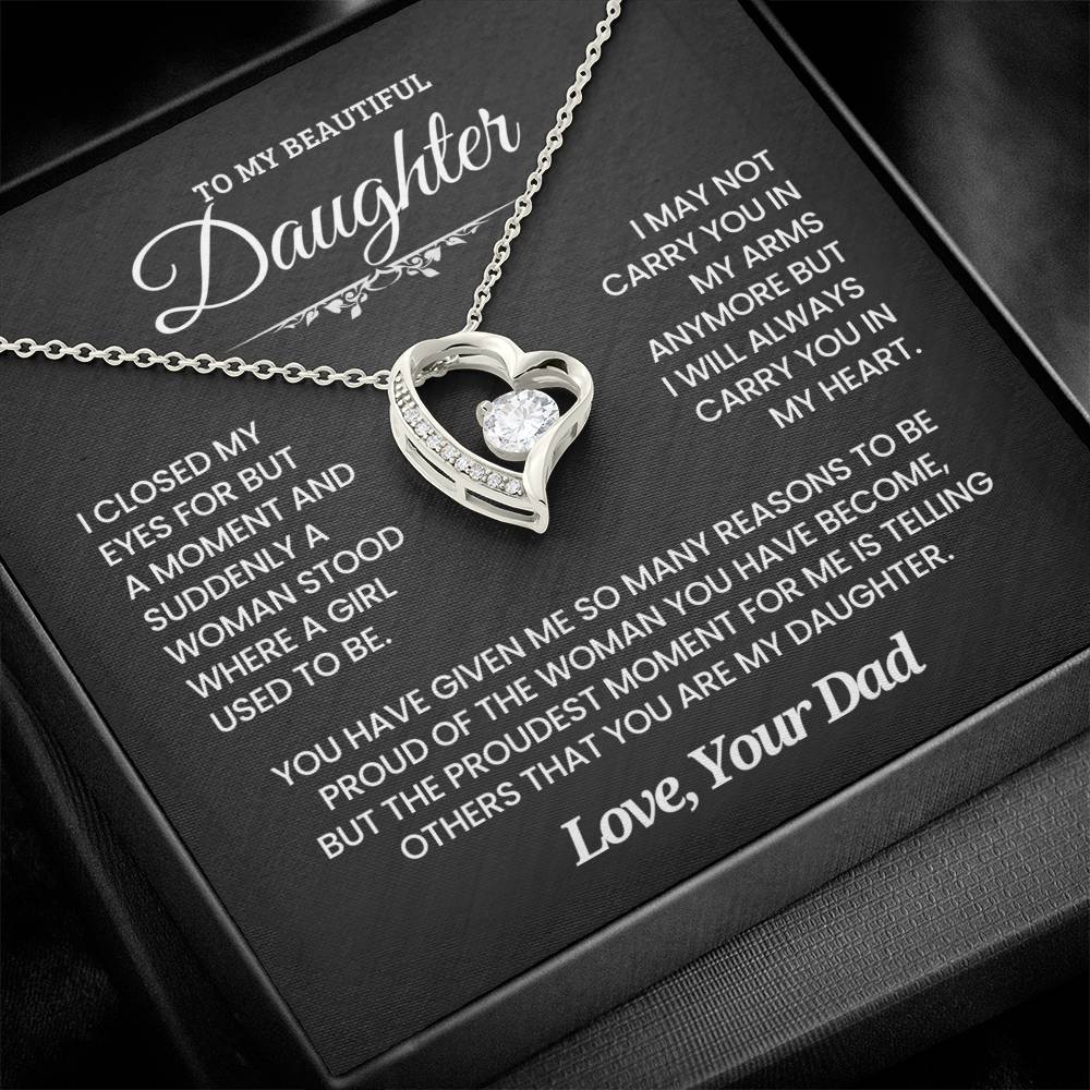 Daughter Gift from Dad. So proud of you- Forever love necklace.
