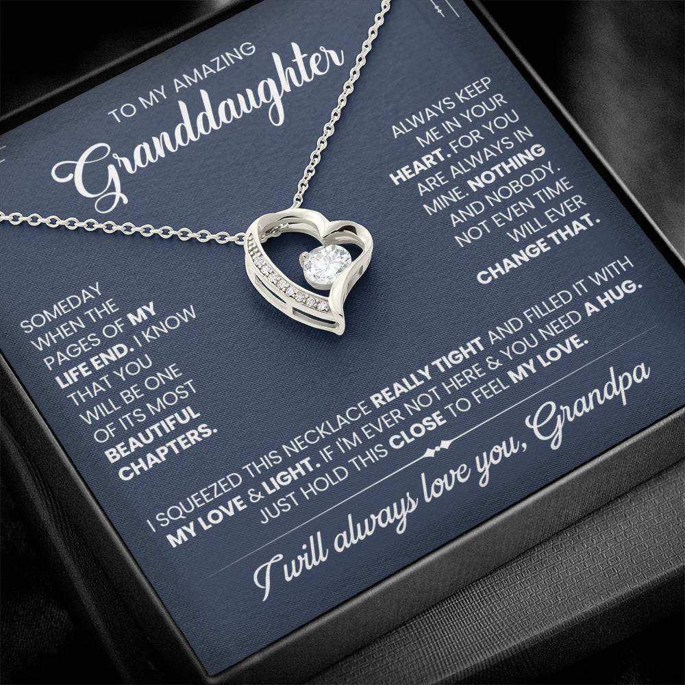Granddaughter Gift From Grandpa, "Beautiful Chapters", Forever Love Necklace