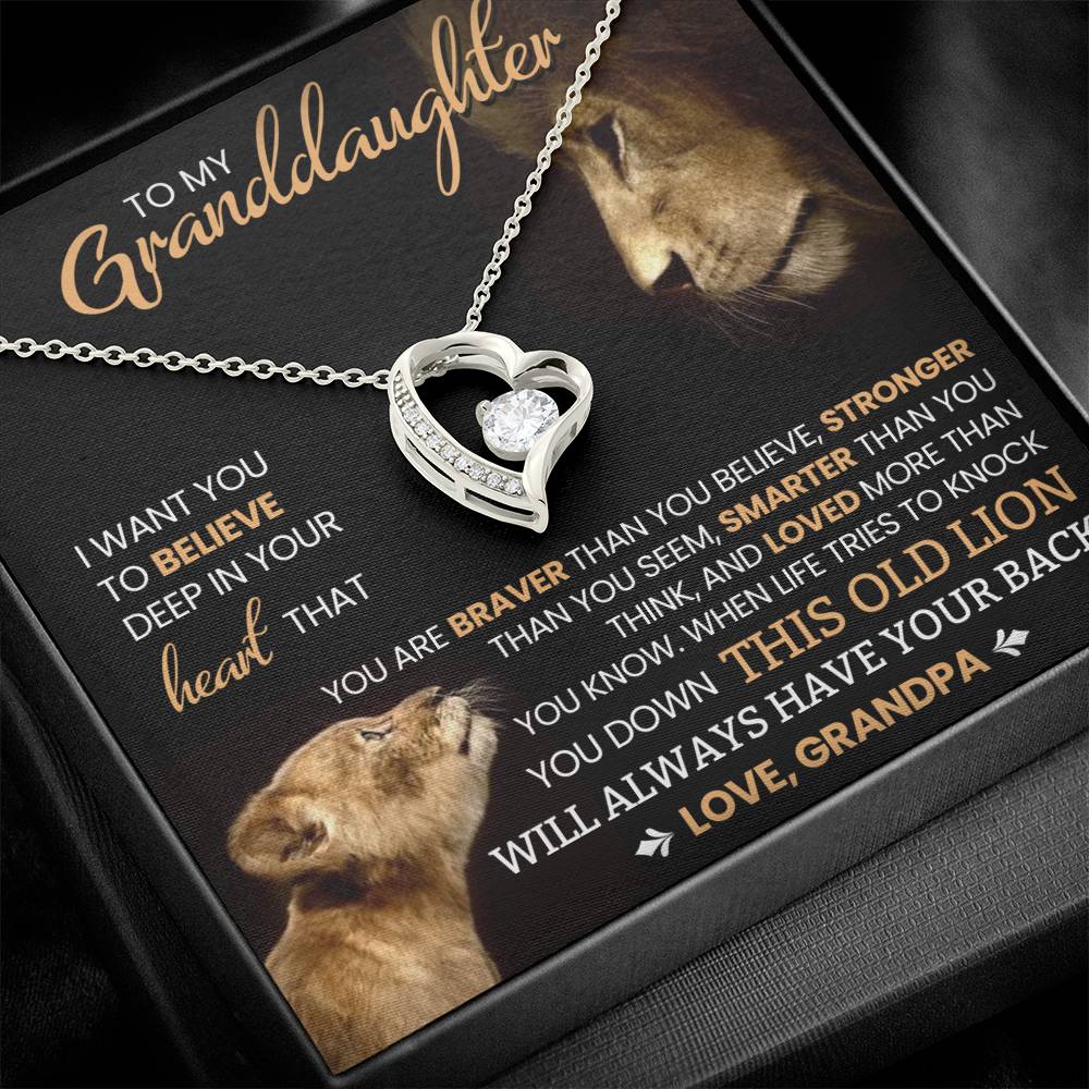 Granddaughter Gift From Grandpa, "Believe In Yourself", Forever Love Necklace
