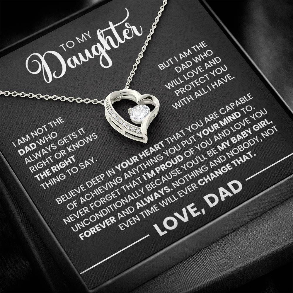 Daughter Gift From Dad, "Never Forget", Forever Love Necklace