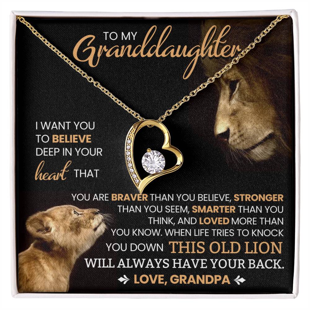 Granddaughter Gift From Grandpa, "Believe In Yourself", Forever Love Necklace