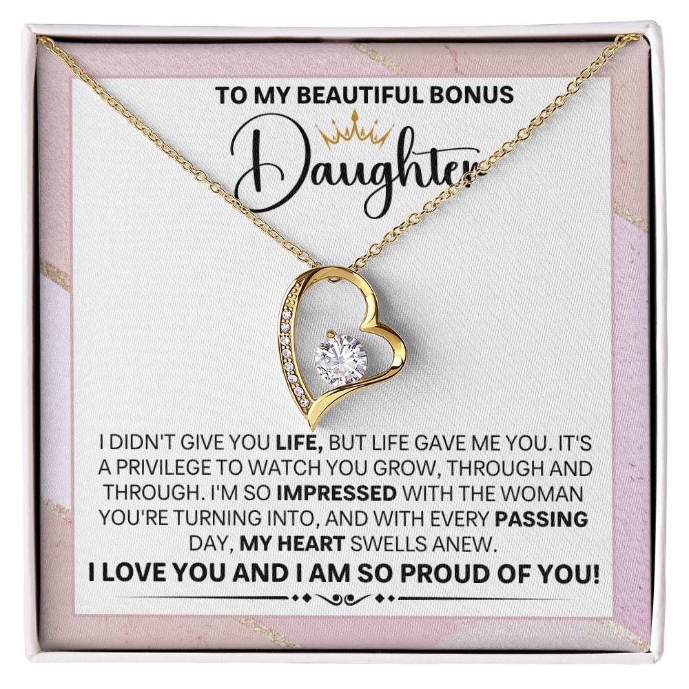 Bonus Daughter Gift, "Proud Of You", Forever Love Necklace