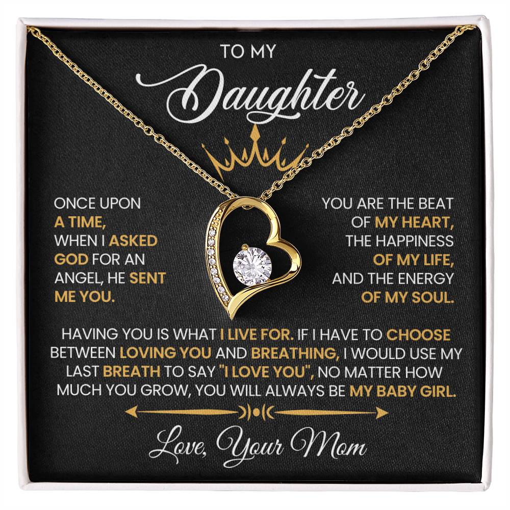Daughter Gift From Mom, "Beat Of My Heart", Forever Love Necklace