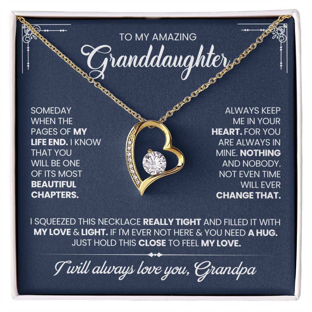 Granddaughter Gift From Grandpa, "Beautiful Chapters", Forever Love Necklace