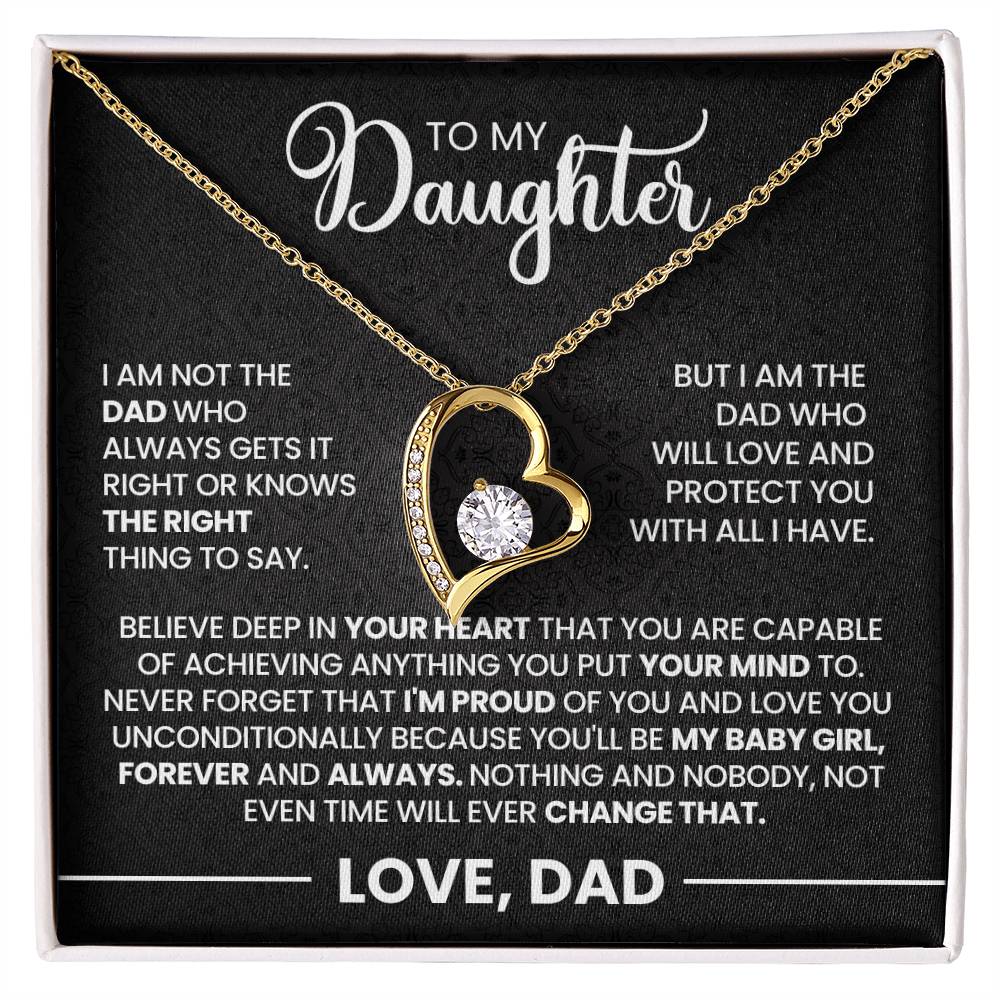 Daughter Gift From Dad, "Never Forget", Forever Love Necklace