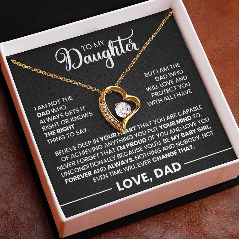 Daughter Gift From Dad, "Never Forget", Forever Love Necklace