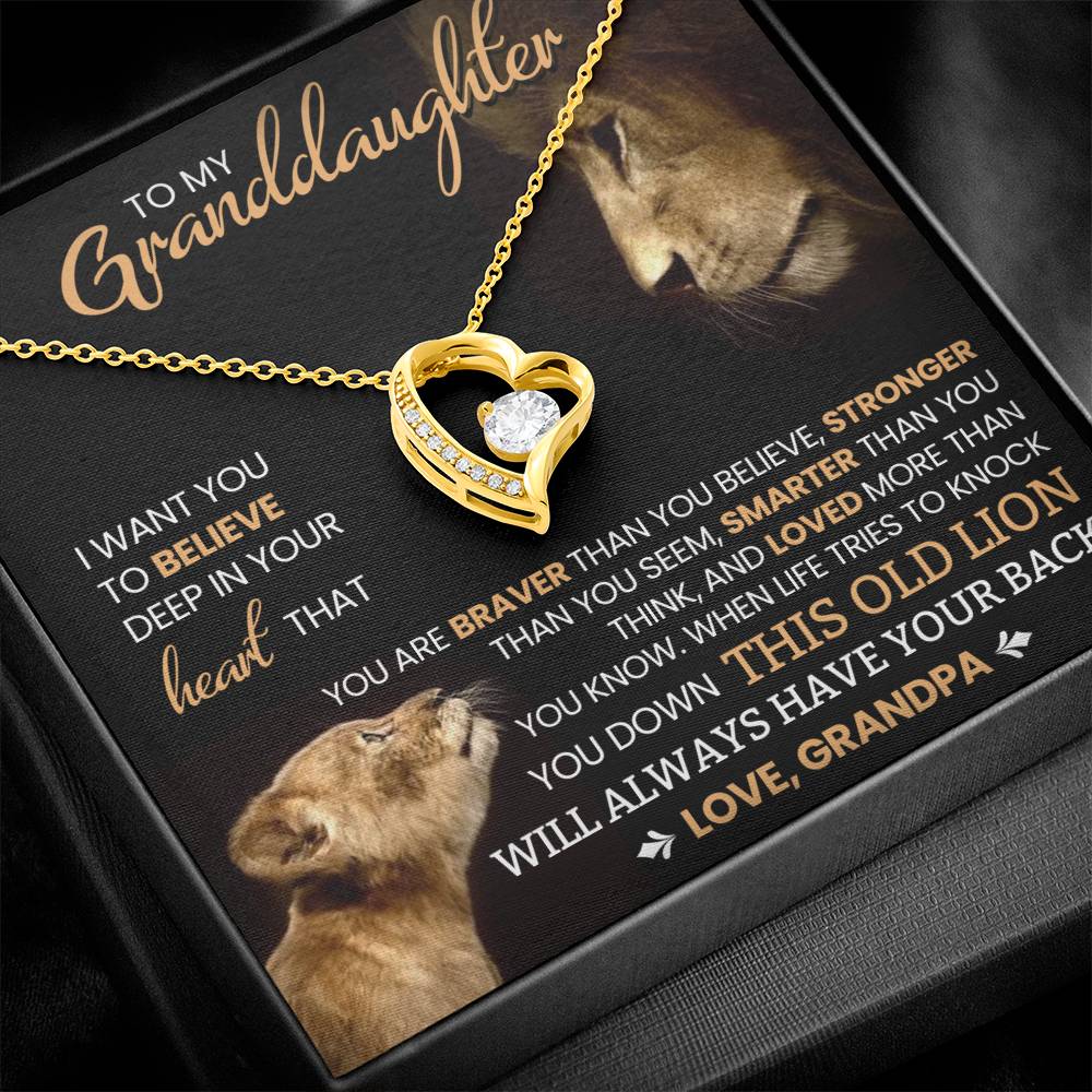 Granddaughter Gift From Grandpa, "Believe In Yourself", Forever Love Necklace