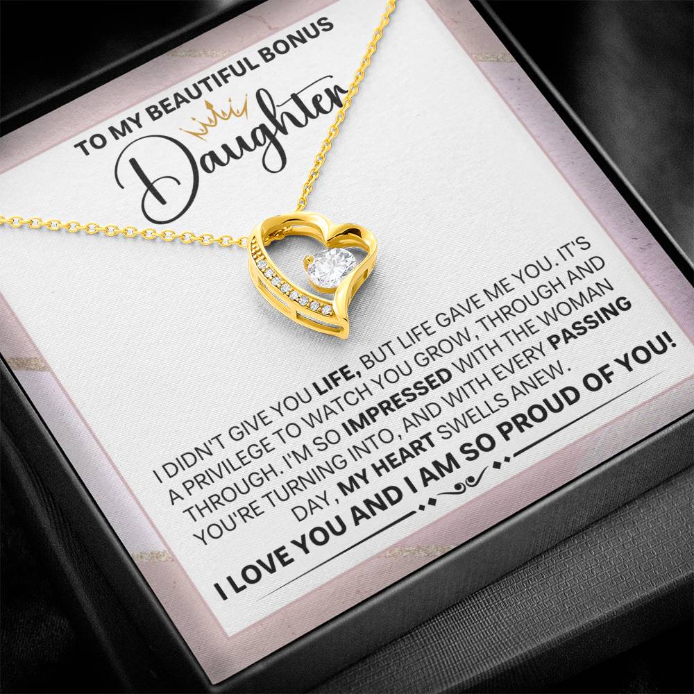 Bonus Daughter Gift, "Proud Of You", Forever Love Necklace