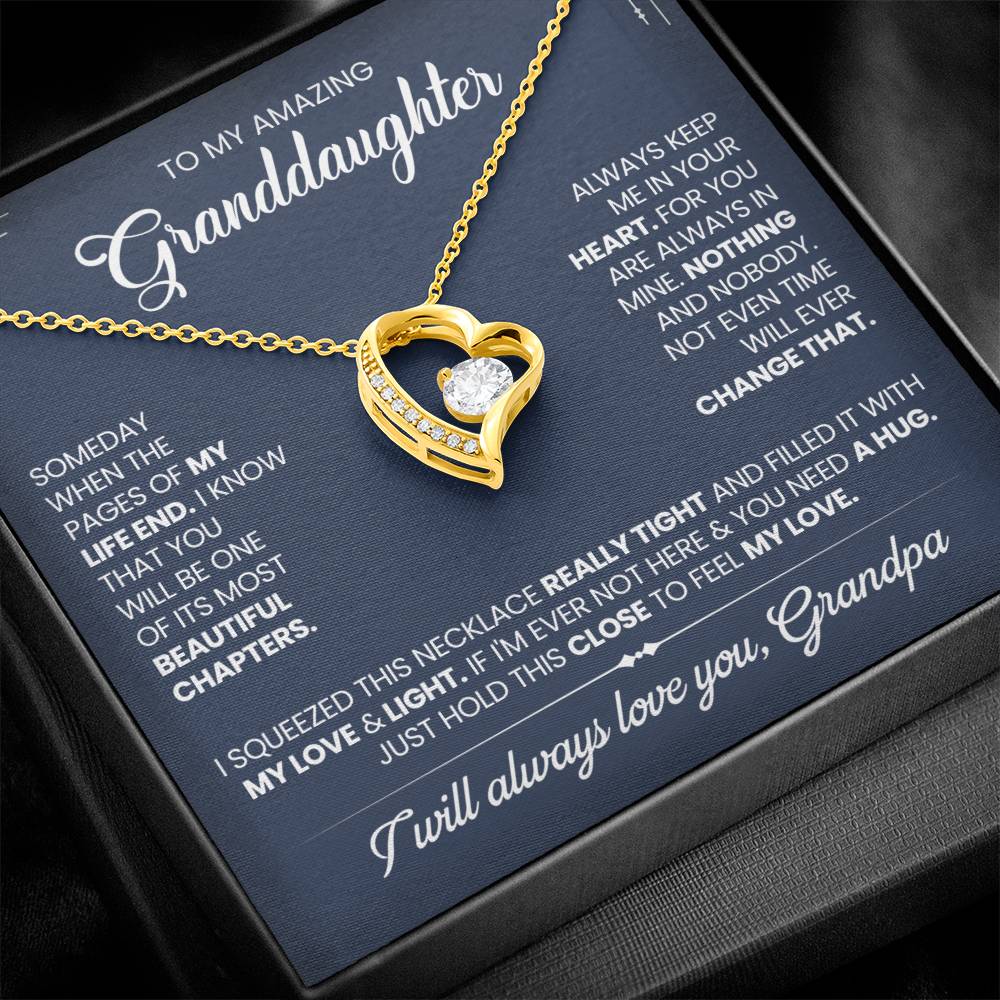 Granddaughter Gift From Grandpa, "Beautiful Chapters", Forever Love Necklace